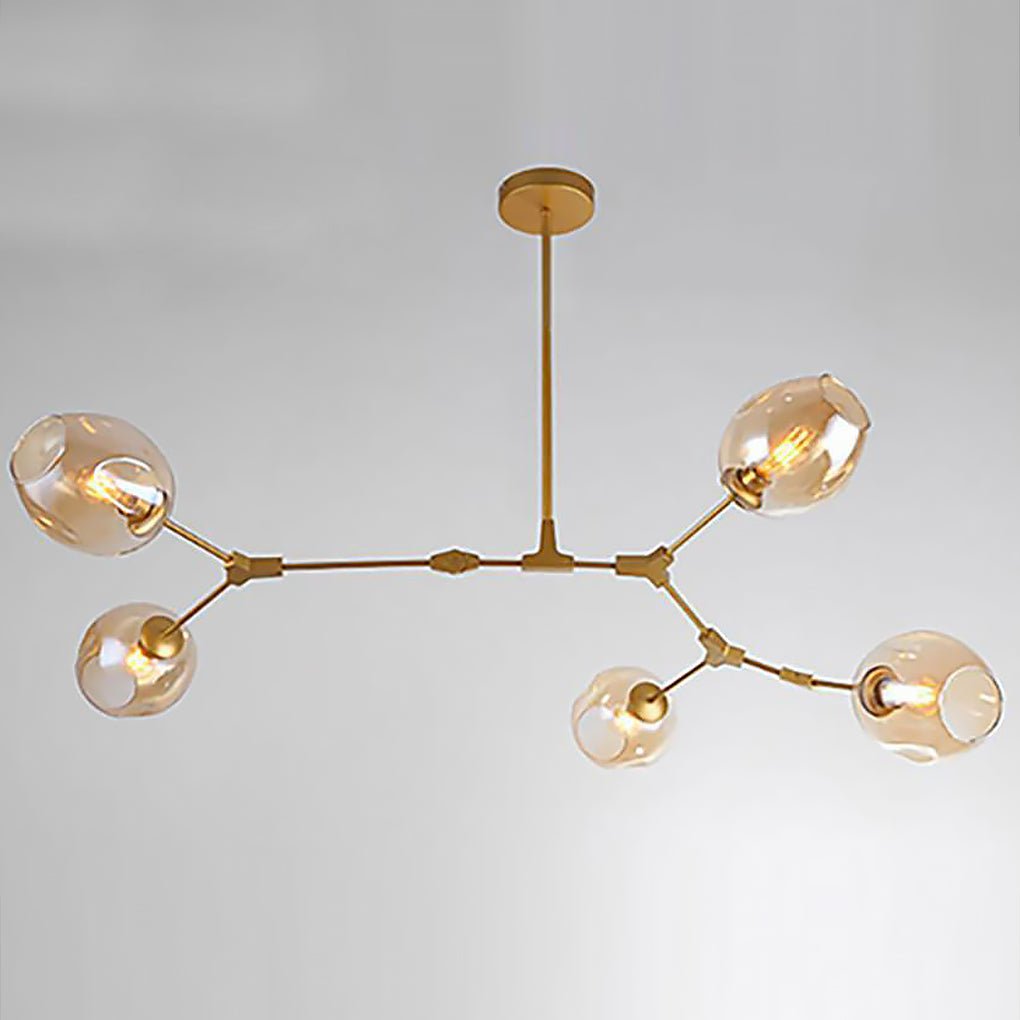 Modern Gold Branch Bubble Sputnik Chandelier with Glass Globe Shades for Living Room 5 to 11 Lights