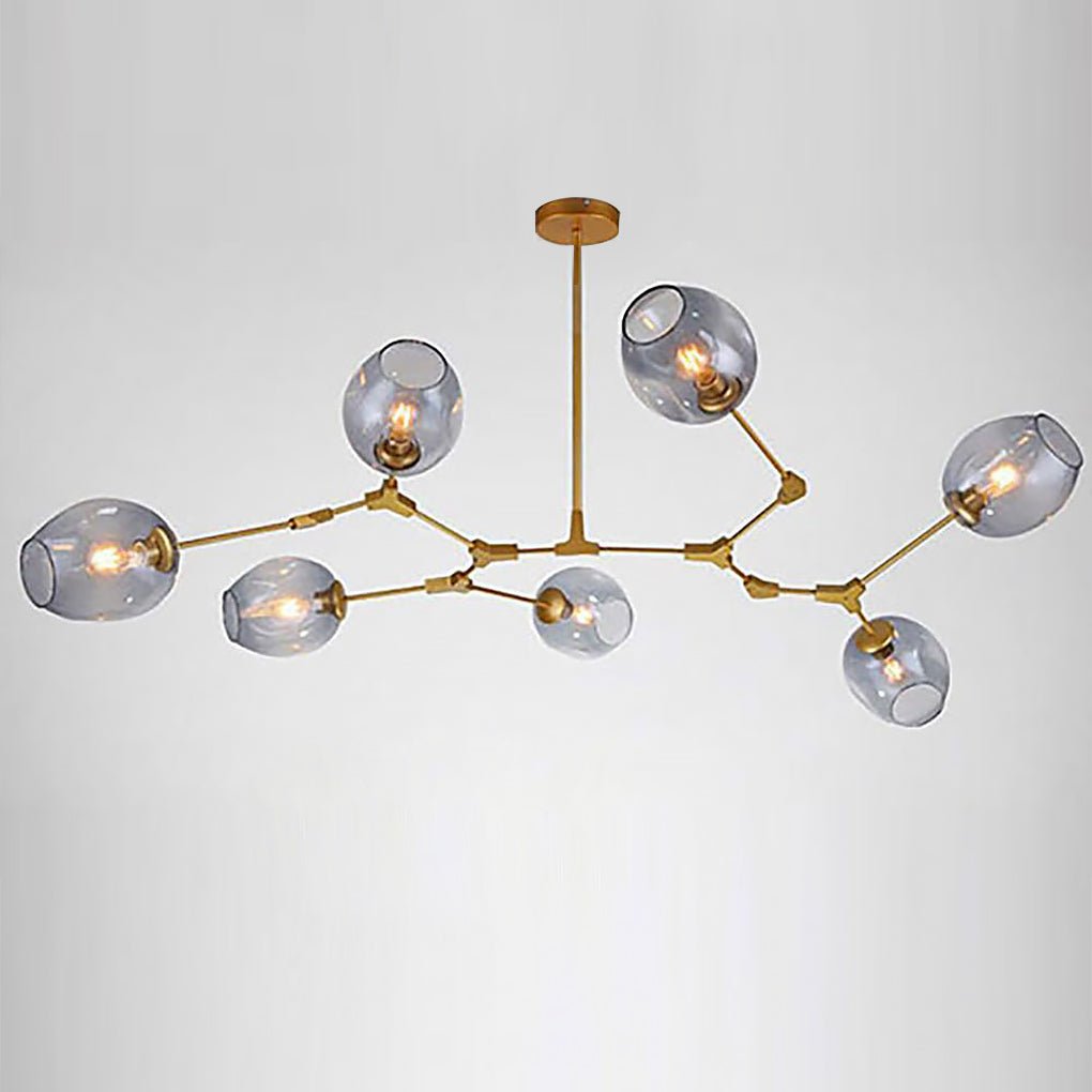 Modern Gold Branch Bubble Sputnik Chandelier with Glass Globe Shades for Living Room 5 to 11 Lights