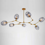 Modern Gold Branch Bubble Sputnik Chandelier with Glass Globe Shades for Living Room 5 to 11 Lights
