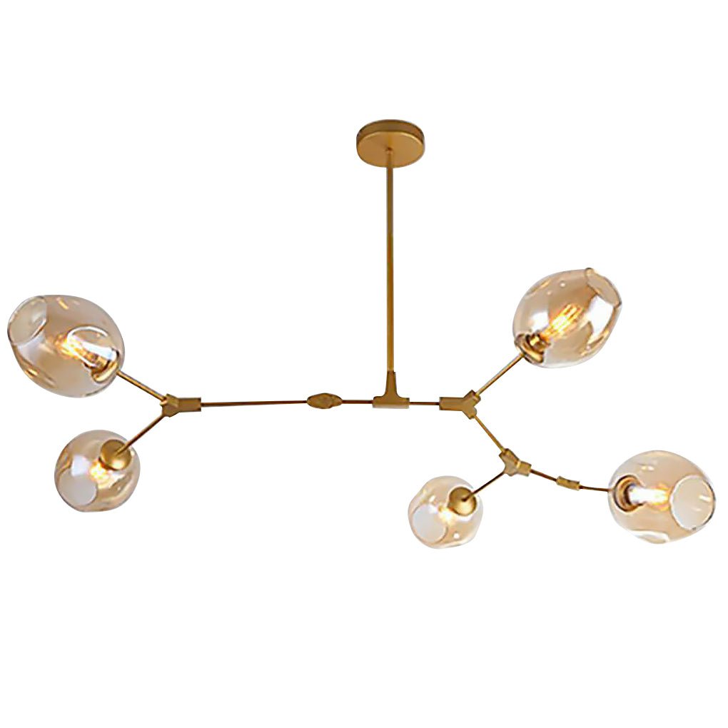 Modern Gold Branch Bubble Sputnik Chandelier with Glass Globe Shades for Living Room 5 to 11 Lights