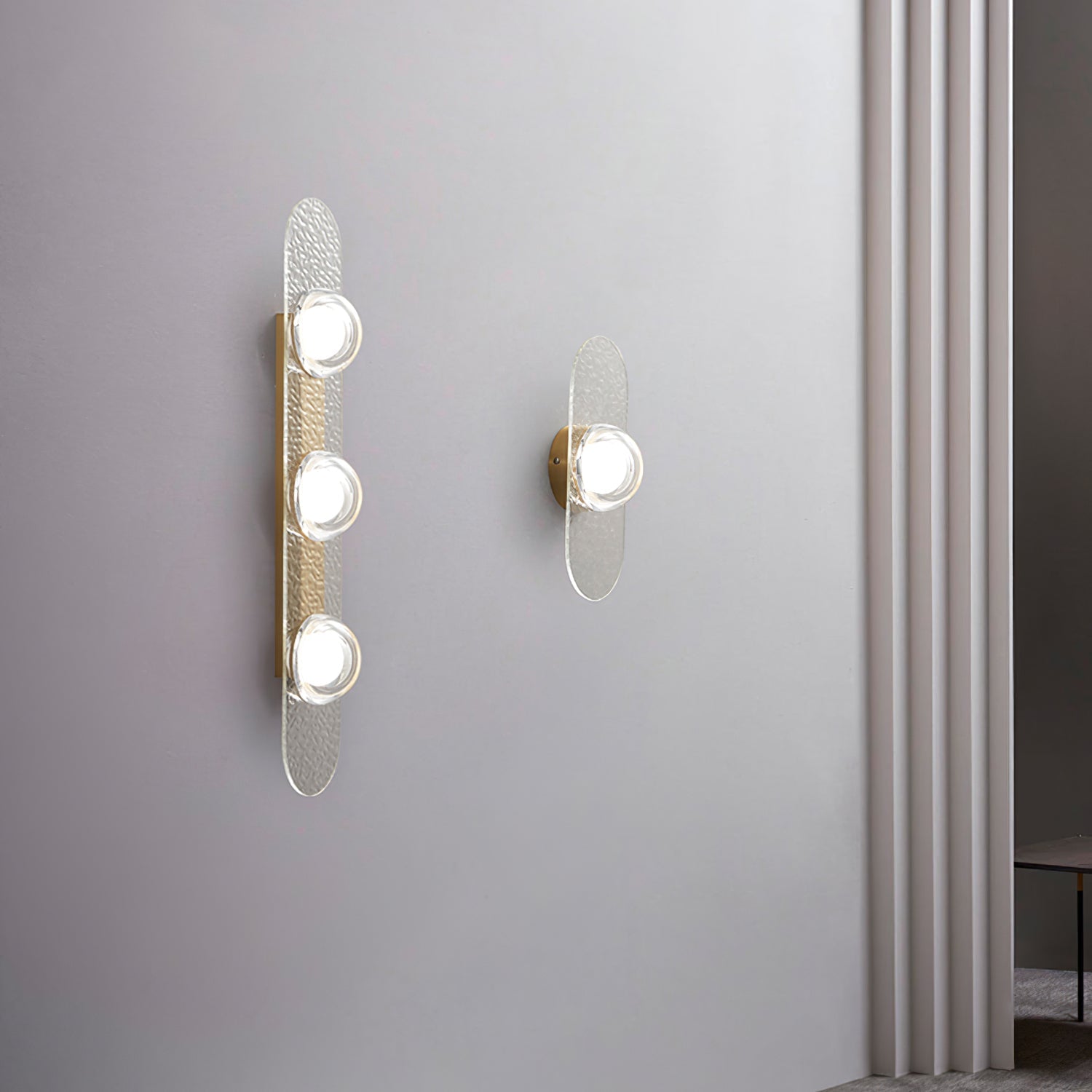 Modern Gold Brass LED Wall Sconce with Geometric Handcrafted Glass Disks