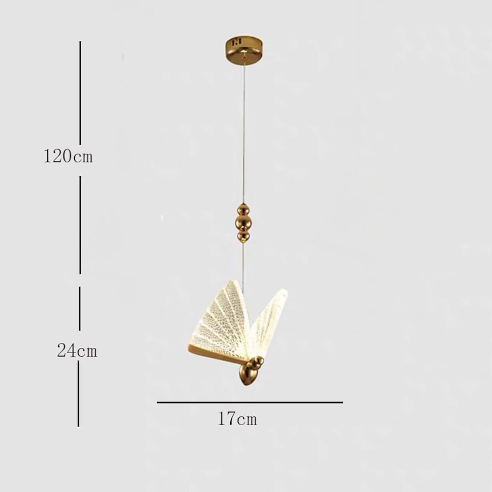 Modern Gold Butterfly Shaped LED Pendant Light Acrylic Hanging Lamp for Island and Bedroom