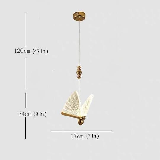 Modern Gold Butterfly Shaped LED Pendant Light Acrylic Hanging Lamp for Island and Bedroom
