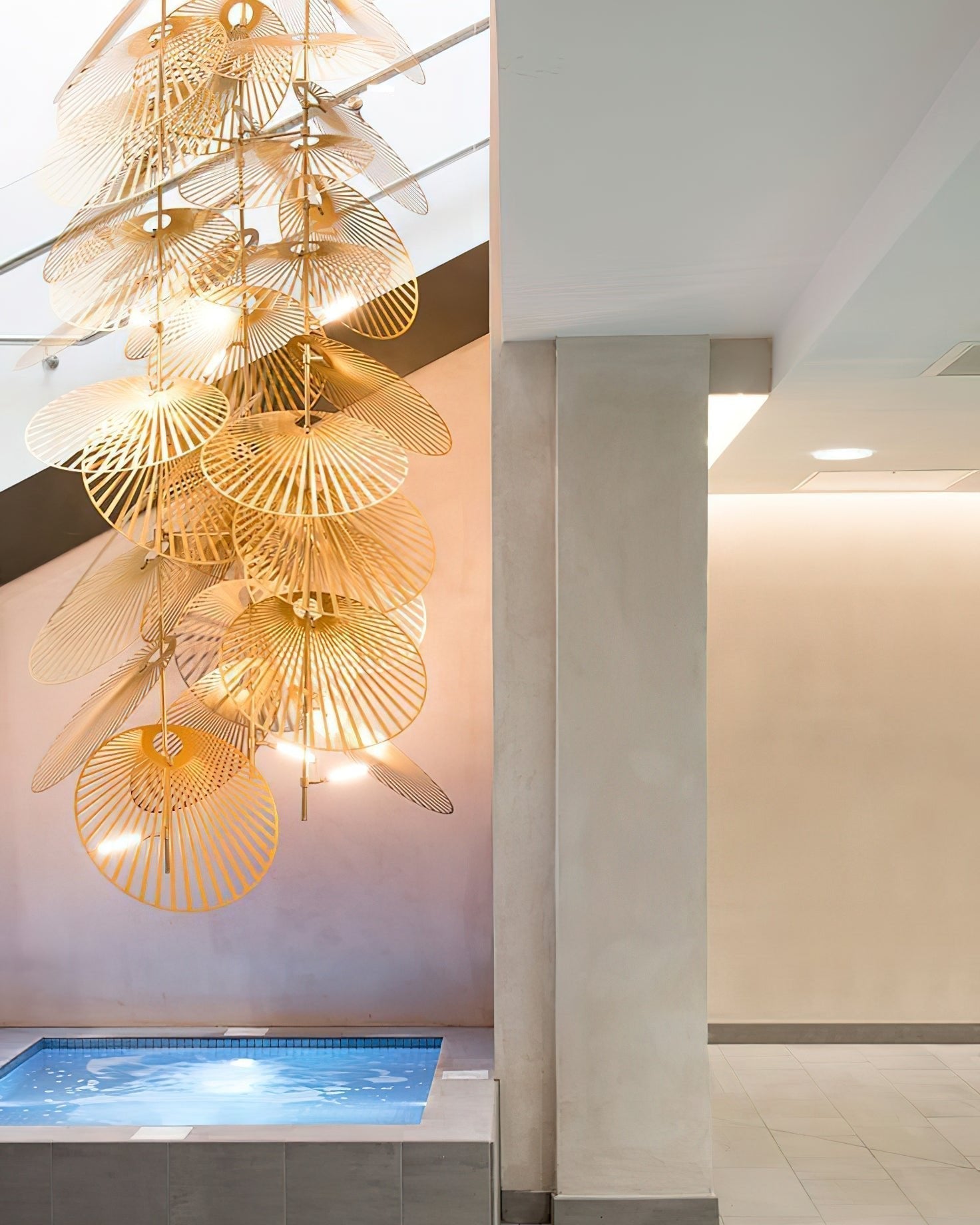 Modern Gold Cattail Leaf Chandelier Nature Inspired Aluminum Pendant Lighting