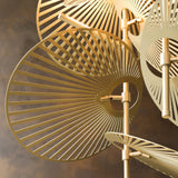 Modern Gold Cattail Leaf Chandelier Nature Inspired Aluminum Pendant Lighting