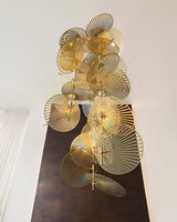 Modern Gold Cattail Leaf Chandelier Nature Inspired Aluminum Pendant Lighting