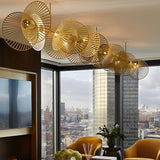 Modern Gold Cattail Leaf Chandelier Nature Inspired Aluminum Pendant Lighting