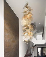 Modern Gold Cattail Leaf Chandelier Nature Inspired Aluminum Pendant Lighting