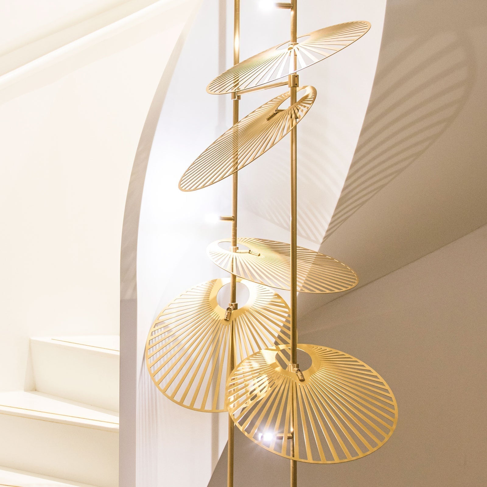 Modern Gold Cattail Leaf Chandelier Nature Inspired Aluminum Pendant Lighting