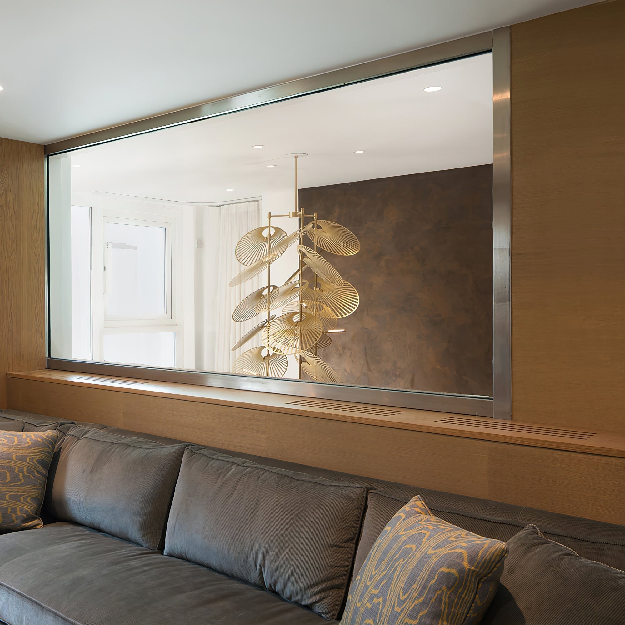 Modern Gold Cattail Leaf Chandelier Nature Inspired Aluminum Pendant Lighting