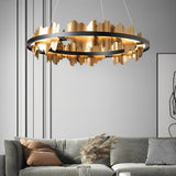 Modern Gold Circular LED Chandelier Stepless Dimming Pendant Light with Remote Control