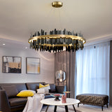 Modern Gold Circular LED Chandelier Stepless Dimming Pendant Light with Remote Control