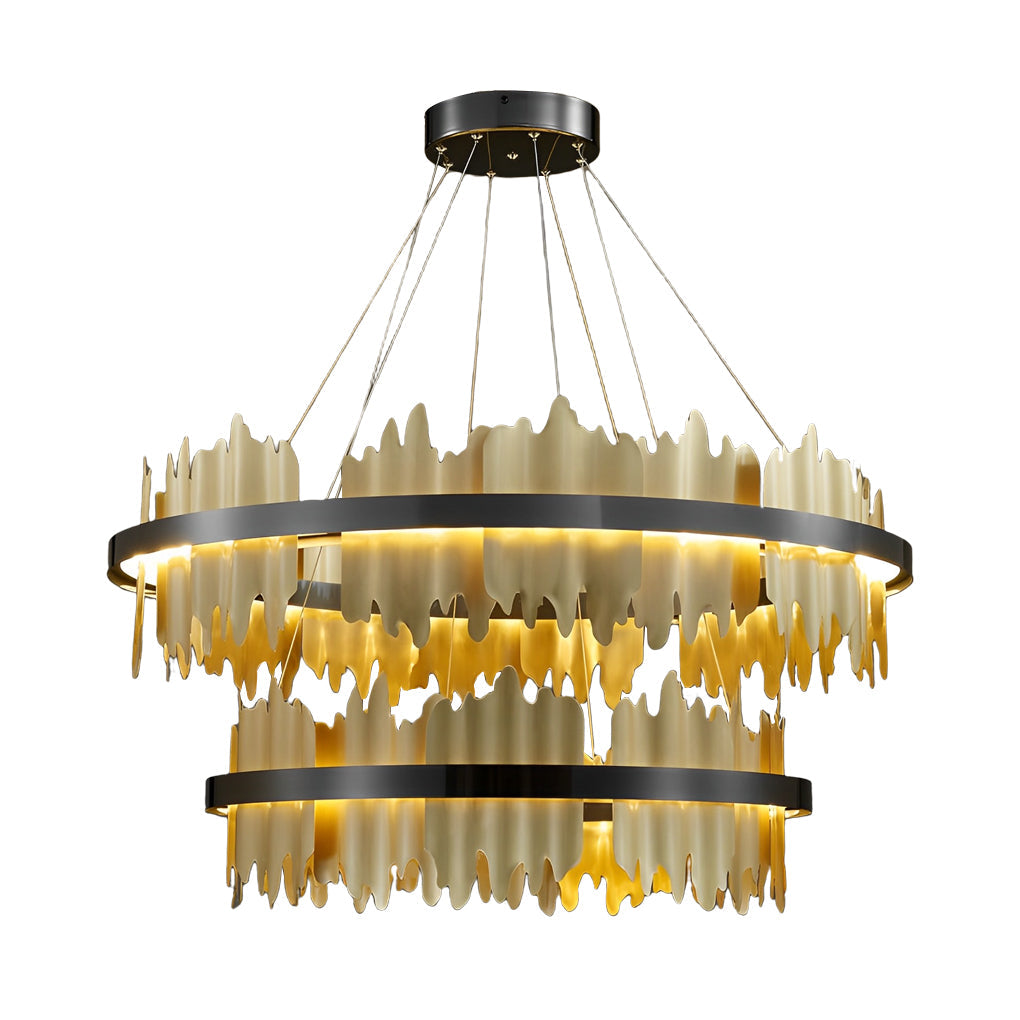 Modern Gold Circular LED Chandelier Stepless Dimming Pendant Light with Remote Control