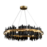Modern Gold Circular LED Chandelier Stepless Dimming Pendant Light with Remote Control