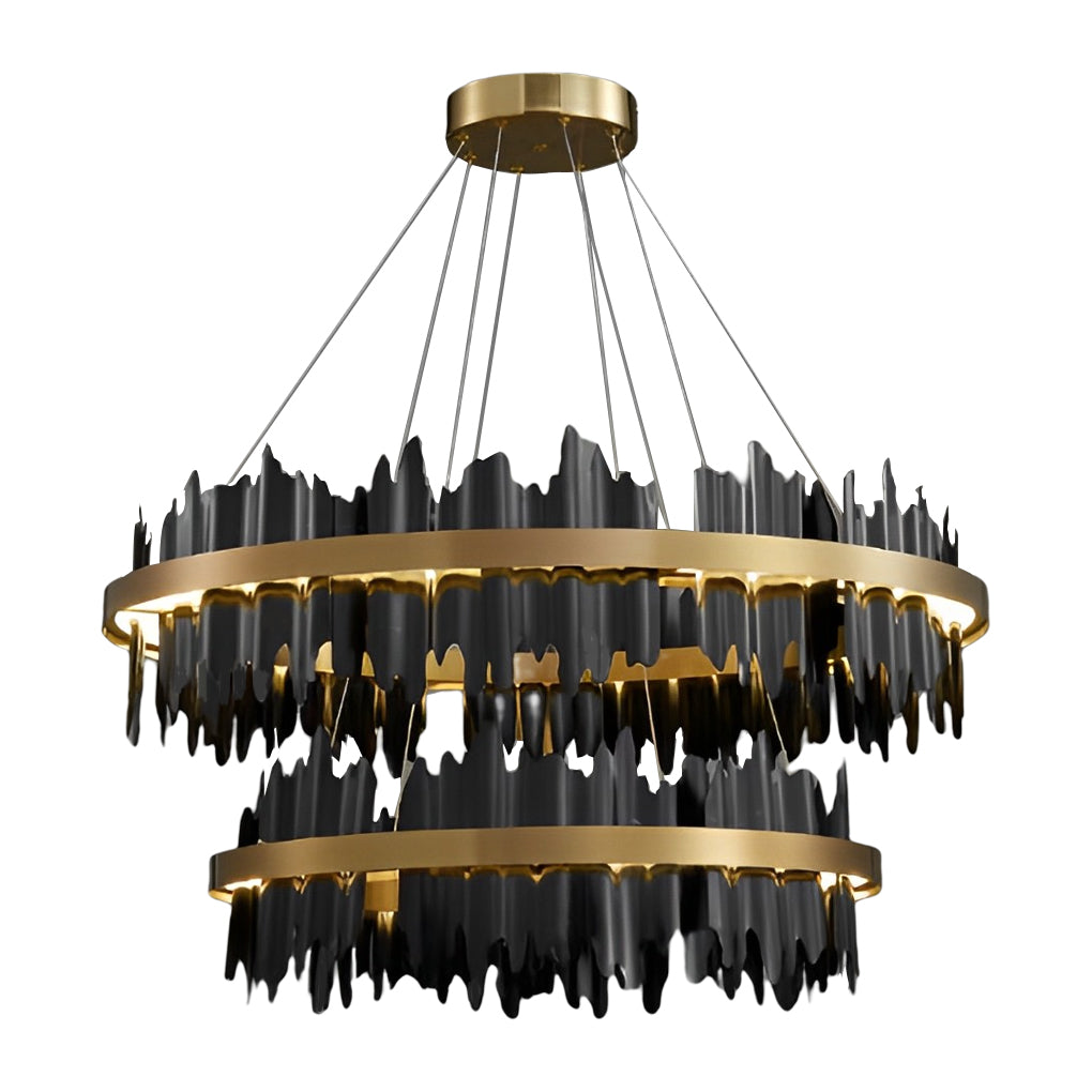 Modern Gold Circular LED Chandelier Stepless Dimming Pendant Light with Remote Control