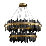 Modern Gold Circular LED Chandelier Stepless Dimming Pendant Light with Remote Control