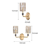 Modern Gold Copper Crystal Wall Sconce Luxury Cylinder LED Vanity Lamp for Bedroom and Hallway