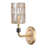 Modern Gold Copper Crystal Wall Sconce Luxury Cylinder LED Vanity Lamp for Bedroom and Hallway