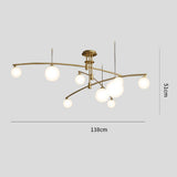 Modern Gold Copper LED Branch Chandelier with Irregular Glass Shades for Living Dining Room