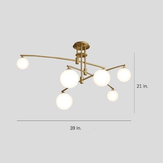 Modern Gold Copper LED Branch Chandelier with Irregular Glass Shades for Living Dining Room