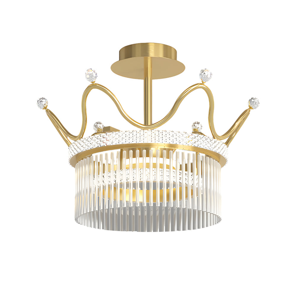 Modern Gold Crystal Chandelier Luxury Round Flush Mount Ceiling Light for Living Room