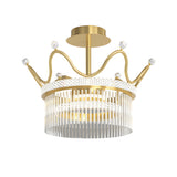Modern Gold Crystal Chandelier Luxury Round Flush Mount Ceiling Light for Living Room