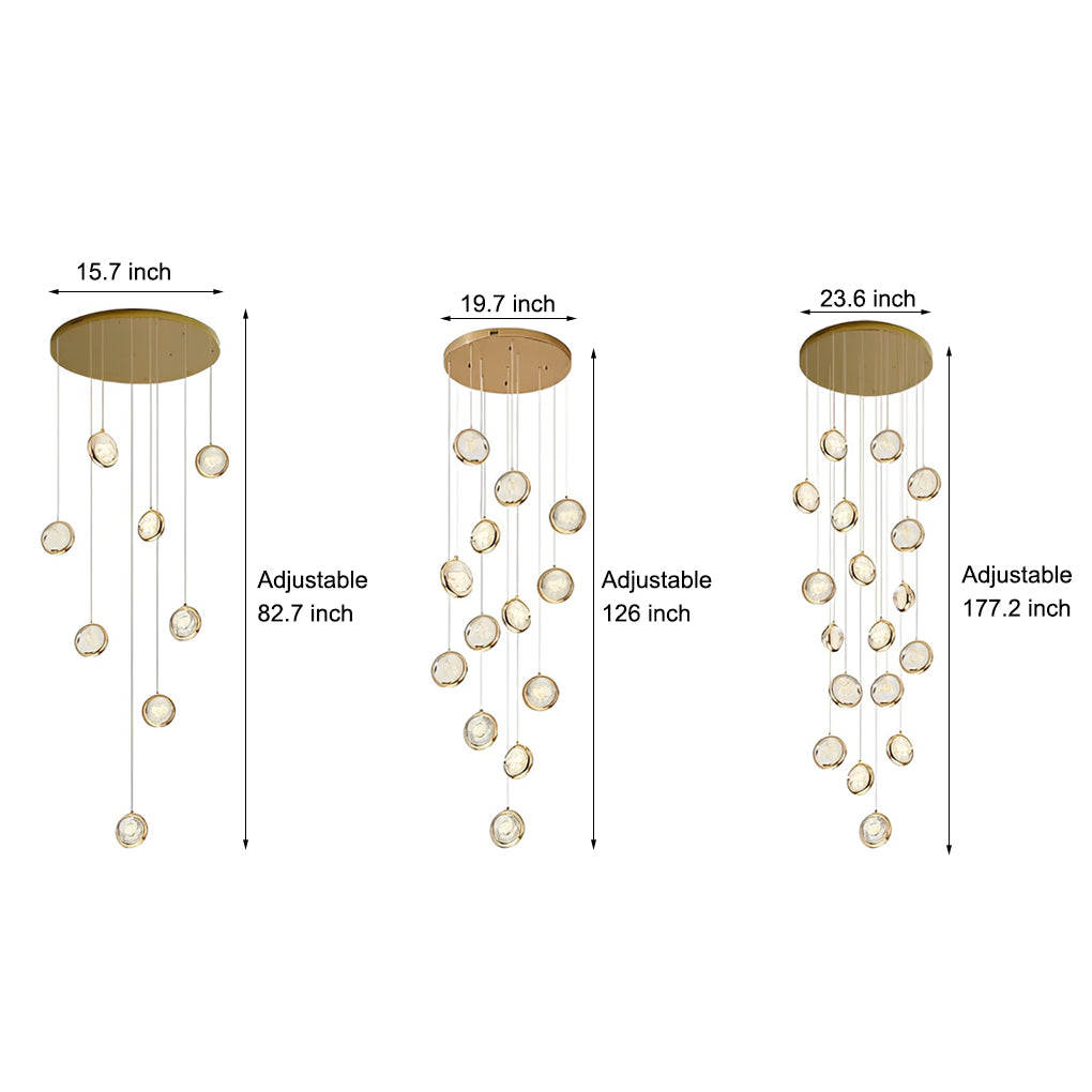 Modern Gold Crystal Cluster Chandelier for High Ceilings Luxury LED Stairwell Pendant Light