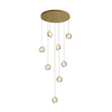 Modern Gold Crystal Cluster Chandelier for High Ceilings Luxury LED Stairwell Pendant Light