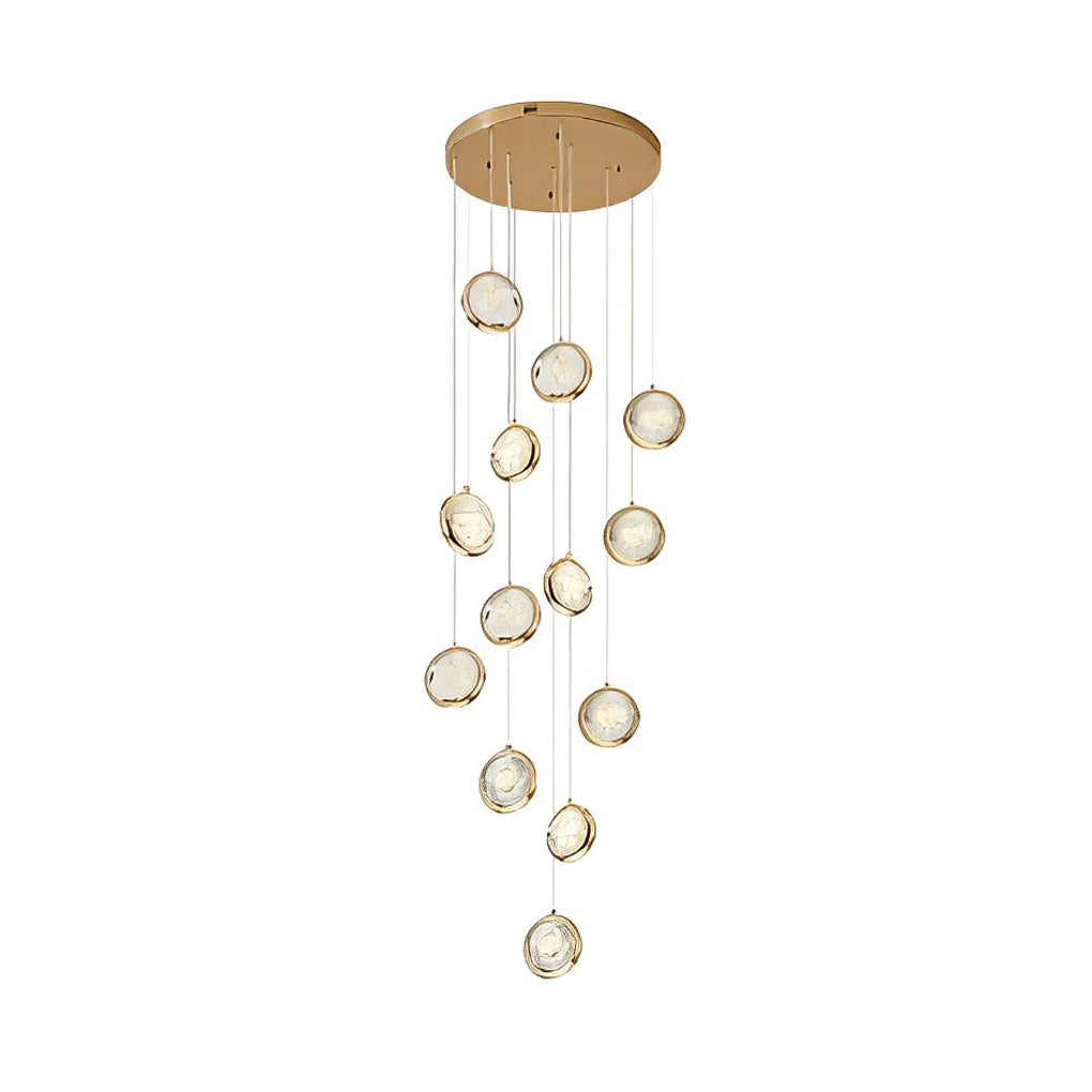 Modern Gold Crystal Cluster Chandelier for High Ceilings Luxury LED Stairwell Pendant Light