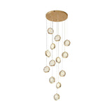 Modern Gold Crystal Cluster Chandelier for High Ceilings Luxury LED Stairwell Pendant Light