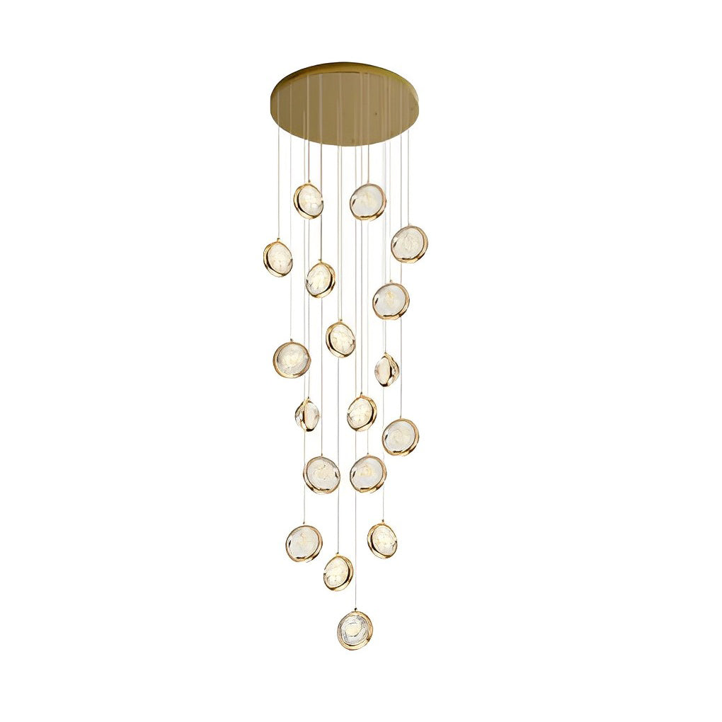 Modern Gold Crystal Cluster Chandelier for High Ceilings Luxury LED Stairwell Pendant Light