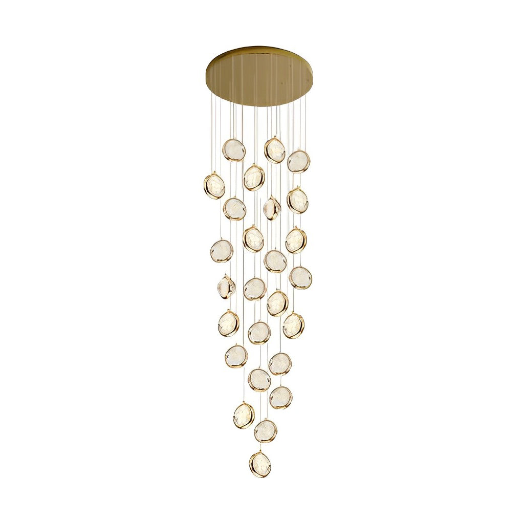 Modern Gold Crystal Cluster Chandelier for High Ceilings Luxury LED Stairwell Pendant Light