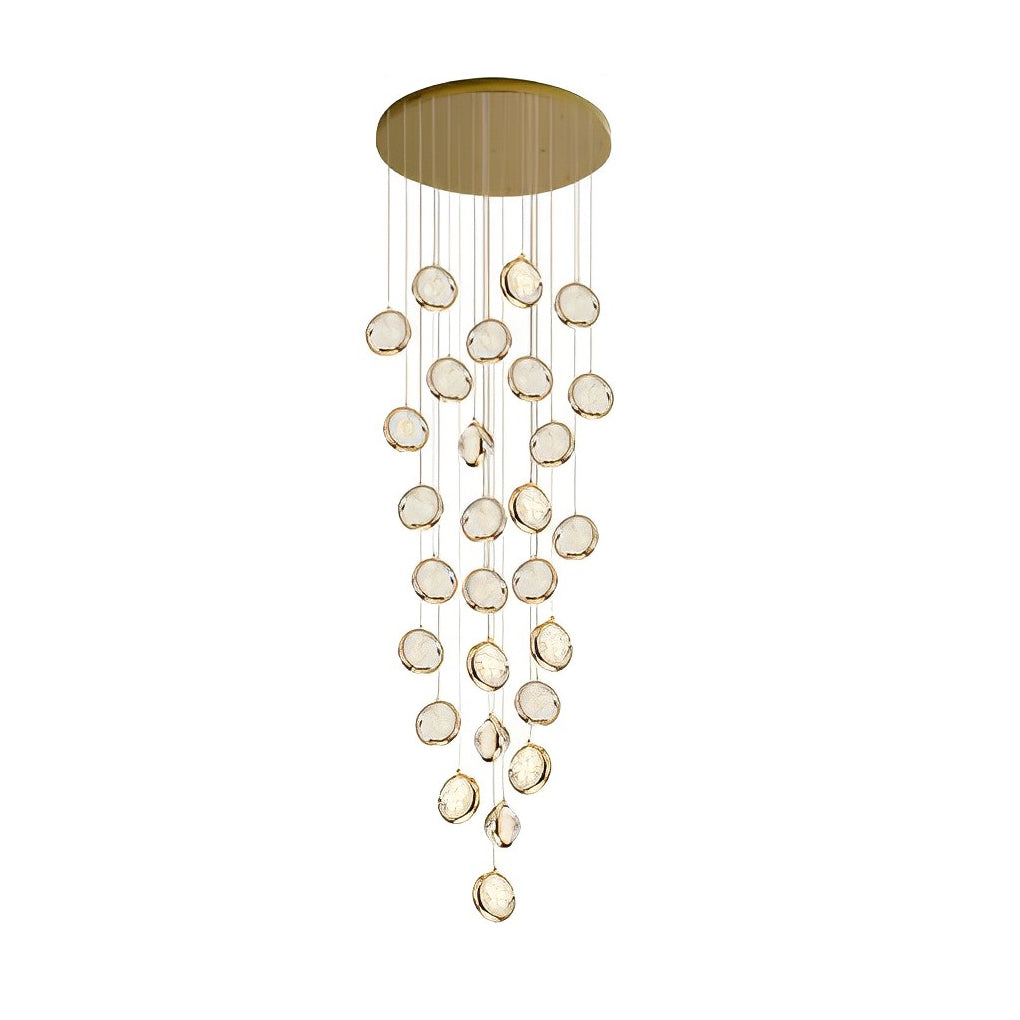 Modern Gold Crystal Cluster Chandelier for High Ceilings Luxury LED Stairwell Pendant Light
