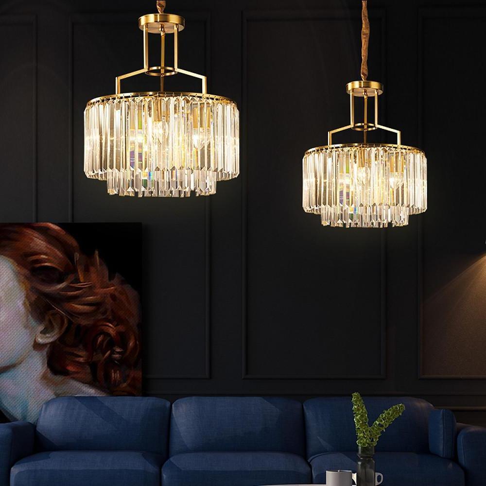 Modern Gold Crystal Copper Chandelier Nordic LED Pendant Light for Kitchen Island and Living Room