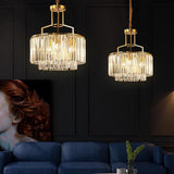 Modern Gold Crystal Copper Chandelier Nordic LED Pendant Light for Kitchen Island and Living Room