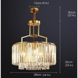 Modern Gold Crystal Copper Chandelier Nordic LED Pendant Light for Kitchen Island and Living Room