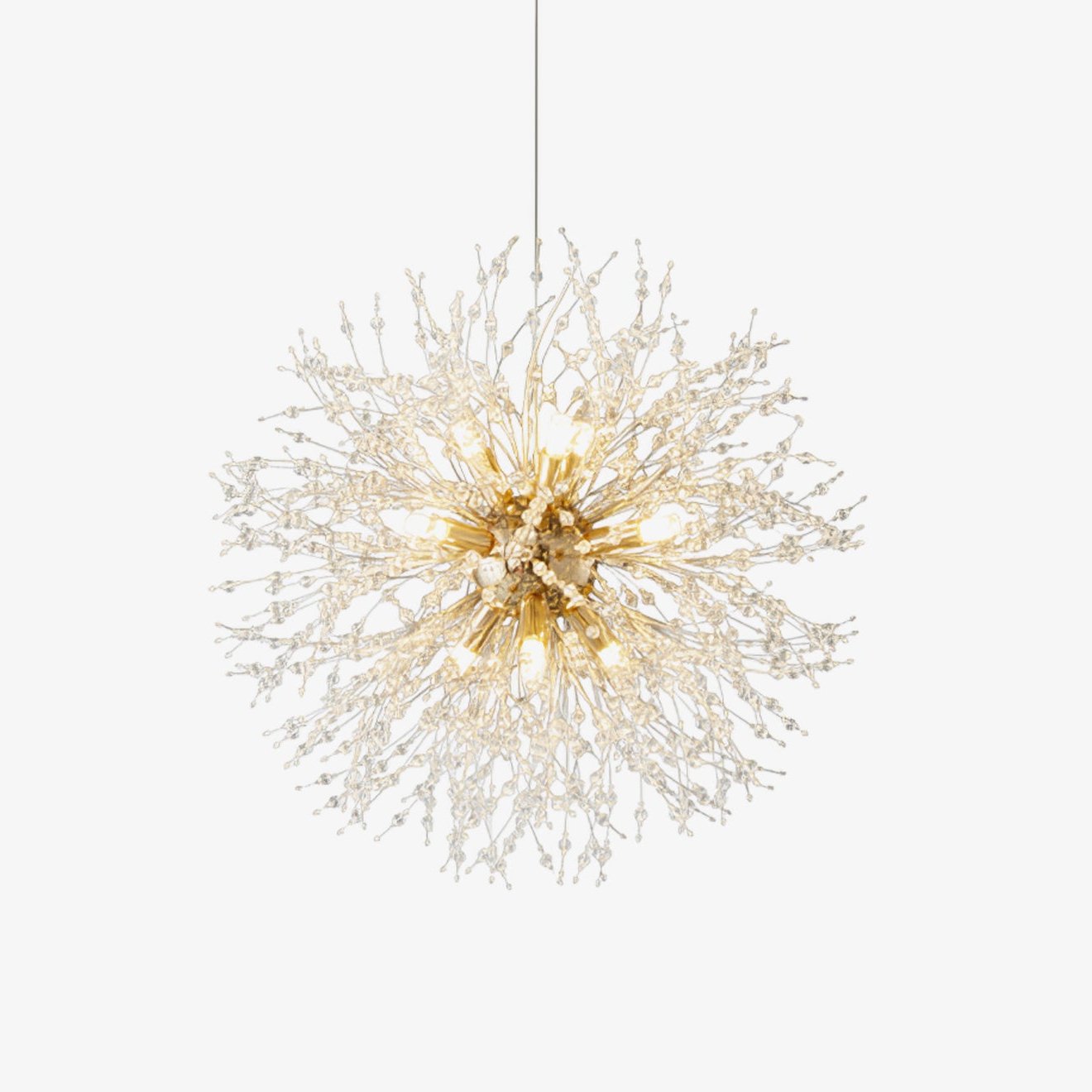 Modern Gold Crystal Dandelion Chandelier Firework Pendant Lighting for Dining Room
