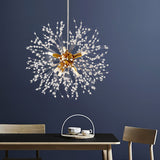 Modern Gold Crystal Dandelion Chandelier Firework Pendant Lighting for Dining Room