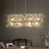 Modern Gold Crystal Dandelion Chandelier Firework Pendant Lighting for Dining Room