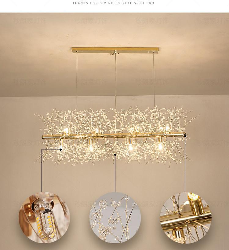 Modern Gold Crystal Dandelion Chandelier Firework Pendant Lighting for Dining Room