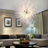 Modern Gold Crystal Dandelion Chandelier Firework Pendant Lighting for Dining Room