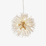 Modern Gold Crystal Dandelion Chandelier Firework Pendant Lighting for Dining Room