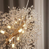 Modern Gold Crystal Dandelion Chandelier Firework Pendant Lighting for Dining Room