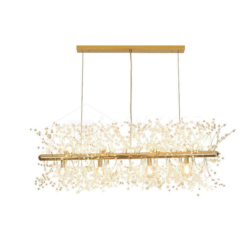 Modern Gold Crystal Dandelion Chandelier Firework Pendant Lighting for Dining Room