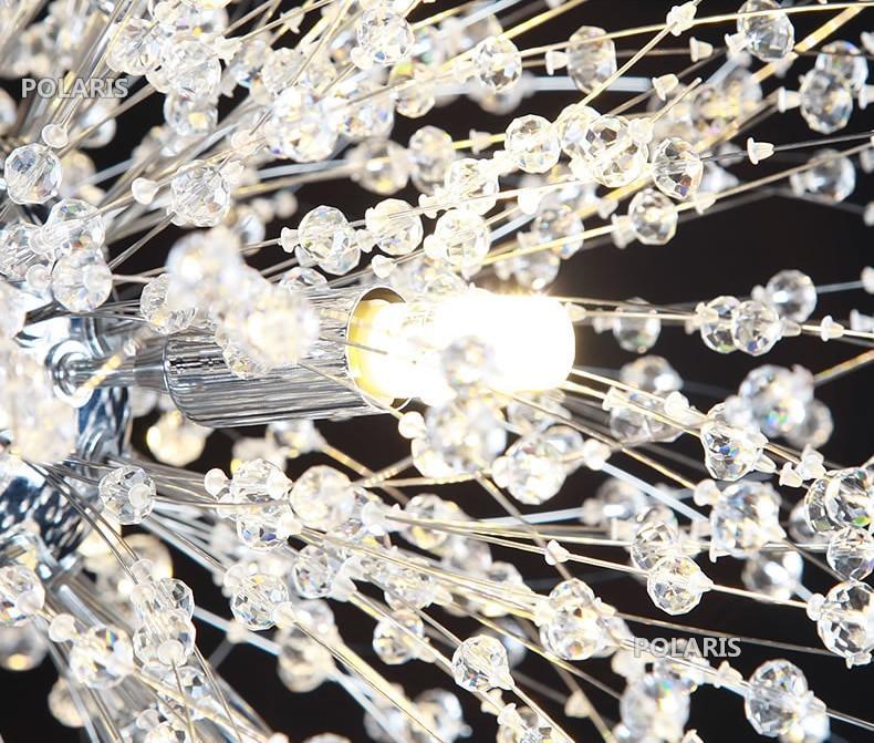 Modern Gold Crystal Dandelion Chandelier Firework Pendant Lighting for Dining Room