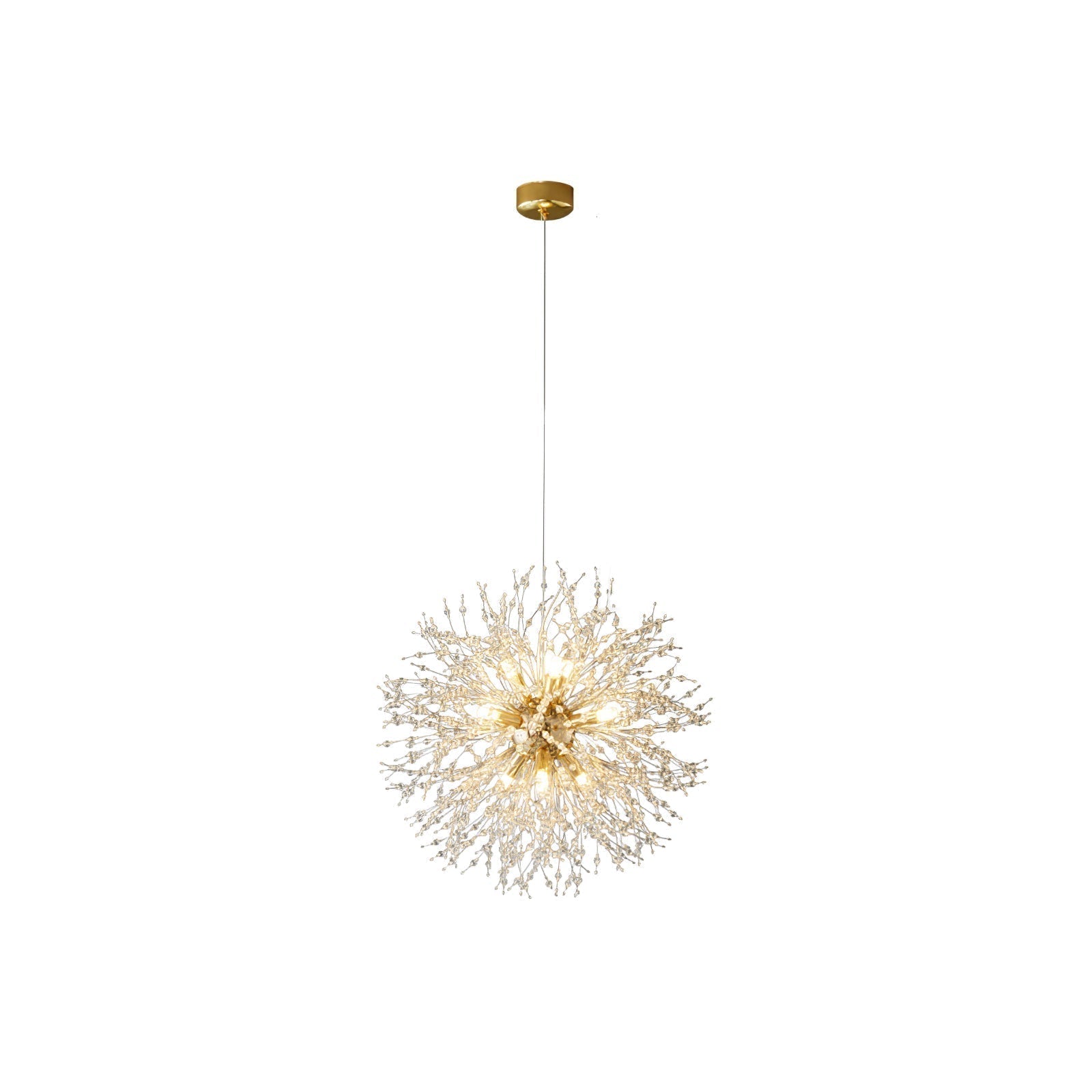Modern Gold Crystal Dandelion Chandelier Firework Pendant Lighting for Dining Room