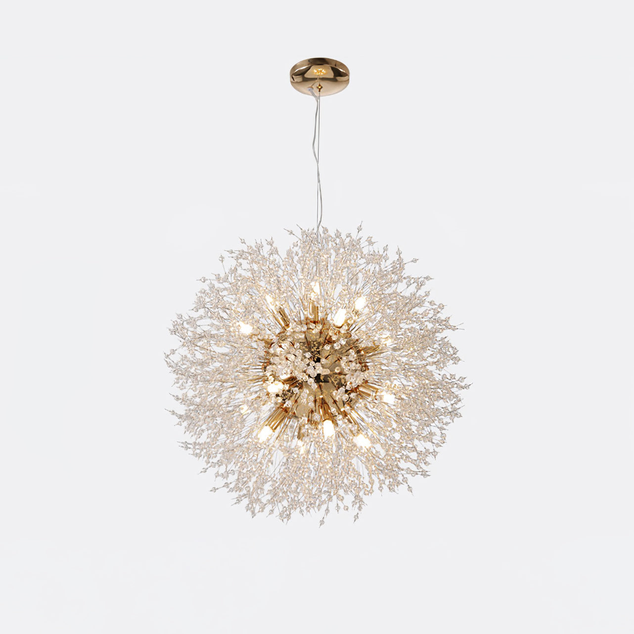 Modern Gold Crystal Dandelion Chandelier Firework Pendant Lighting for Dining Room