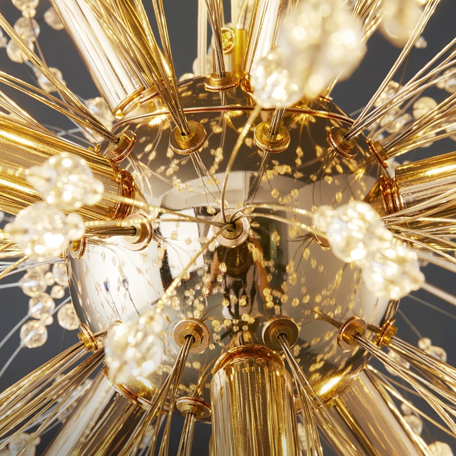 Modern Gold Crystal Dandelion Chandelier Firework Pendant Lighting for Dining Room