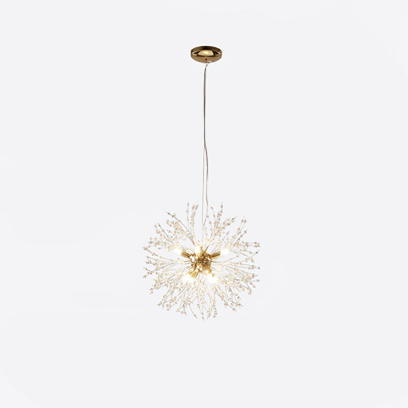 Modern Gold Crystal Dandelion Chandelier Firework Pendant Lighting for Dining Room