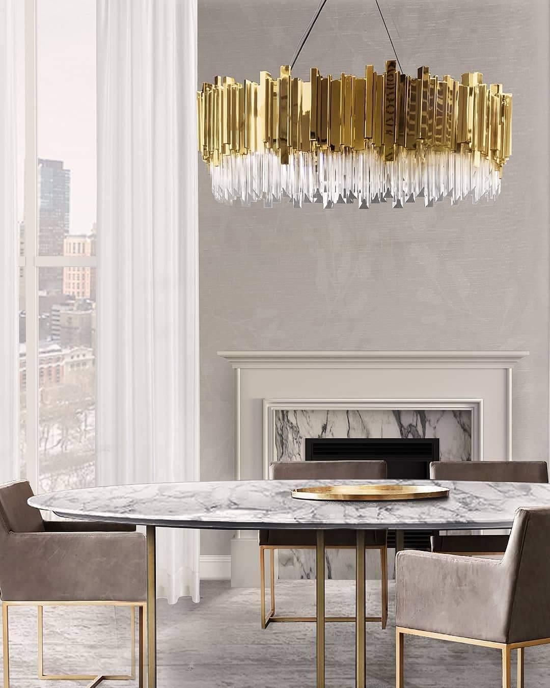 Modern Gold Crystal Empire Candelabrum Chandelier for Elegant Interior Lighting